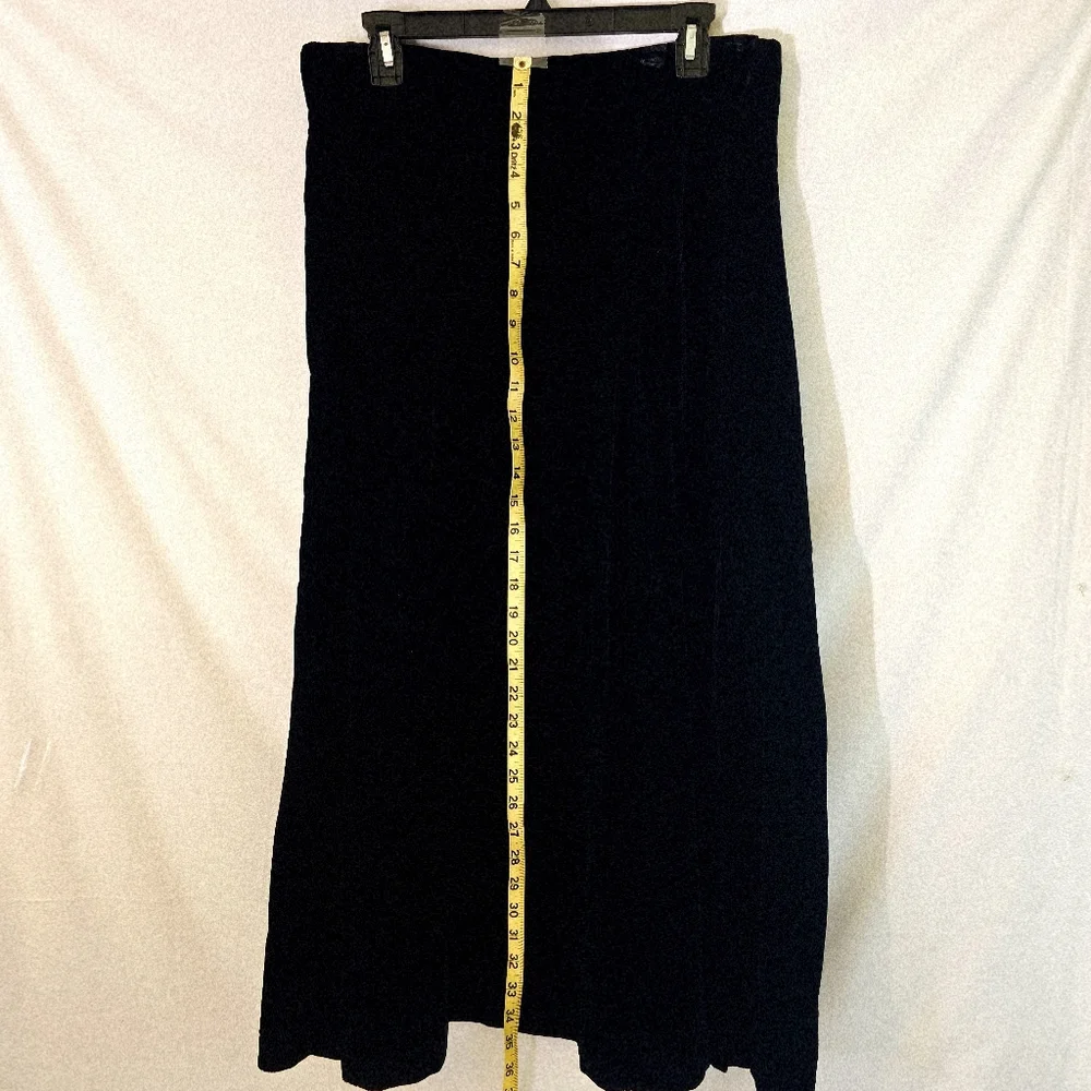Talbots Classic Long Maxi Midi Black Velvet Skirt 2 POCKETS back zip Size 16 - Picture 5 of 12